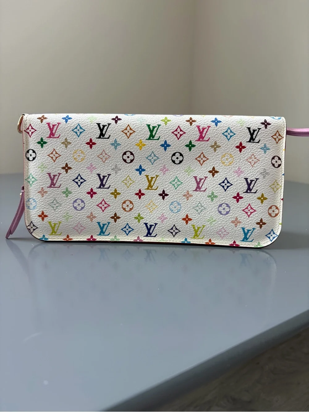 Louis Vuitton White Multicolor Monogram Zip Clutch